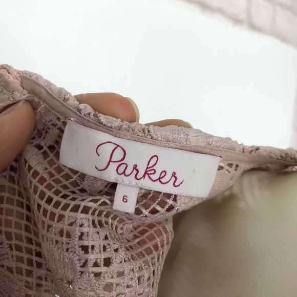 PARKER Gabriel Mini Dress In Pearl Blush Ruffle 6 - Picture 10 of 10